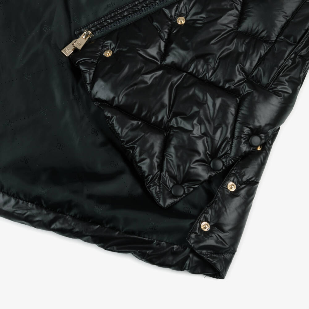 Abel & Lula-Girls Black Zig-Zag Quilted Puffer Coat | Childrensalon Outlet