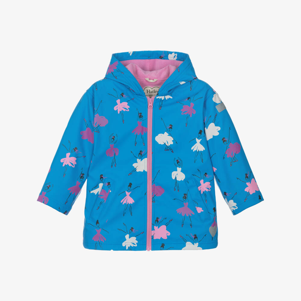 Hatley-Girls Blue Ballerina Colour Change Splash Coat with Hood | Childrensalon Outlet