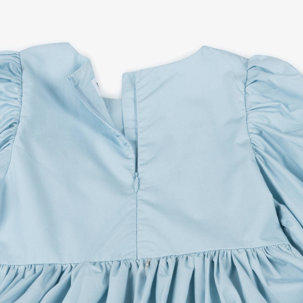 Molo-Girls Blue Beaded Print Cotton Dress | Childrensalon Outlet