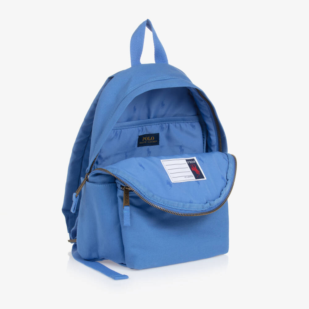 Ralph Lauren-Girls Blue Canvas Polo Bear Backpack (37cm) | Childrensalon Outlet