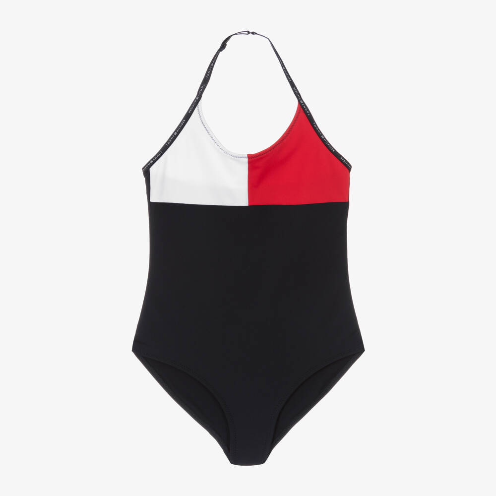 Tommy Hilfiger-Girls Blue Colourblock Swimsuit | Childrensalon Outlet