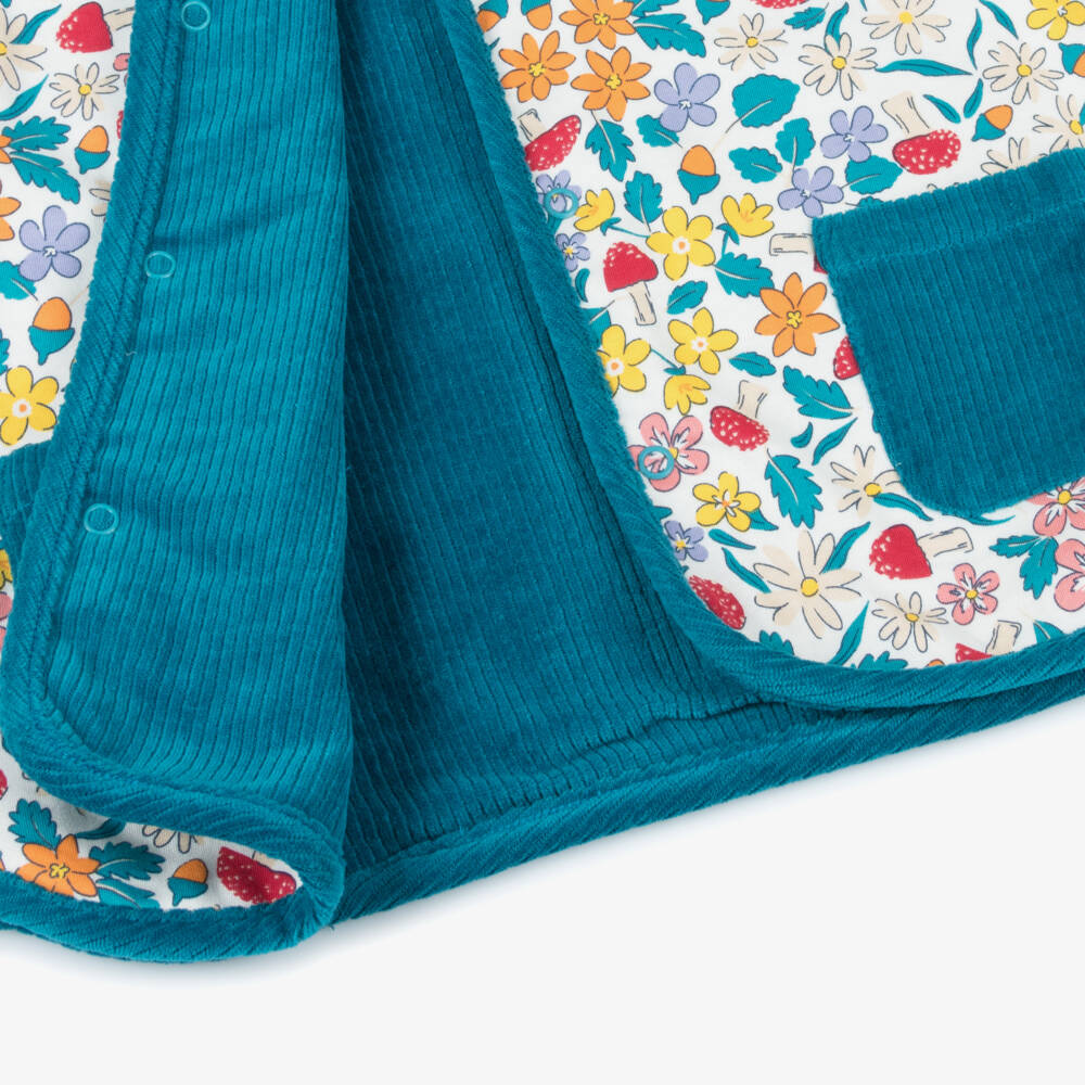 Frugi-Girls Blue Corduroy & Floral Patterned Reversible Waistcoat | Childrensalon Outlet