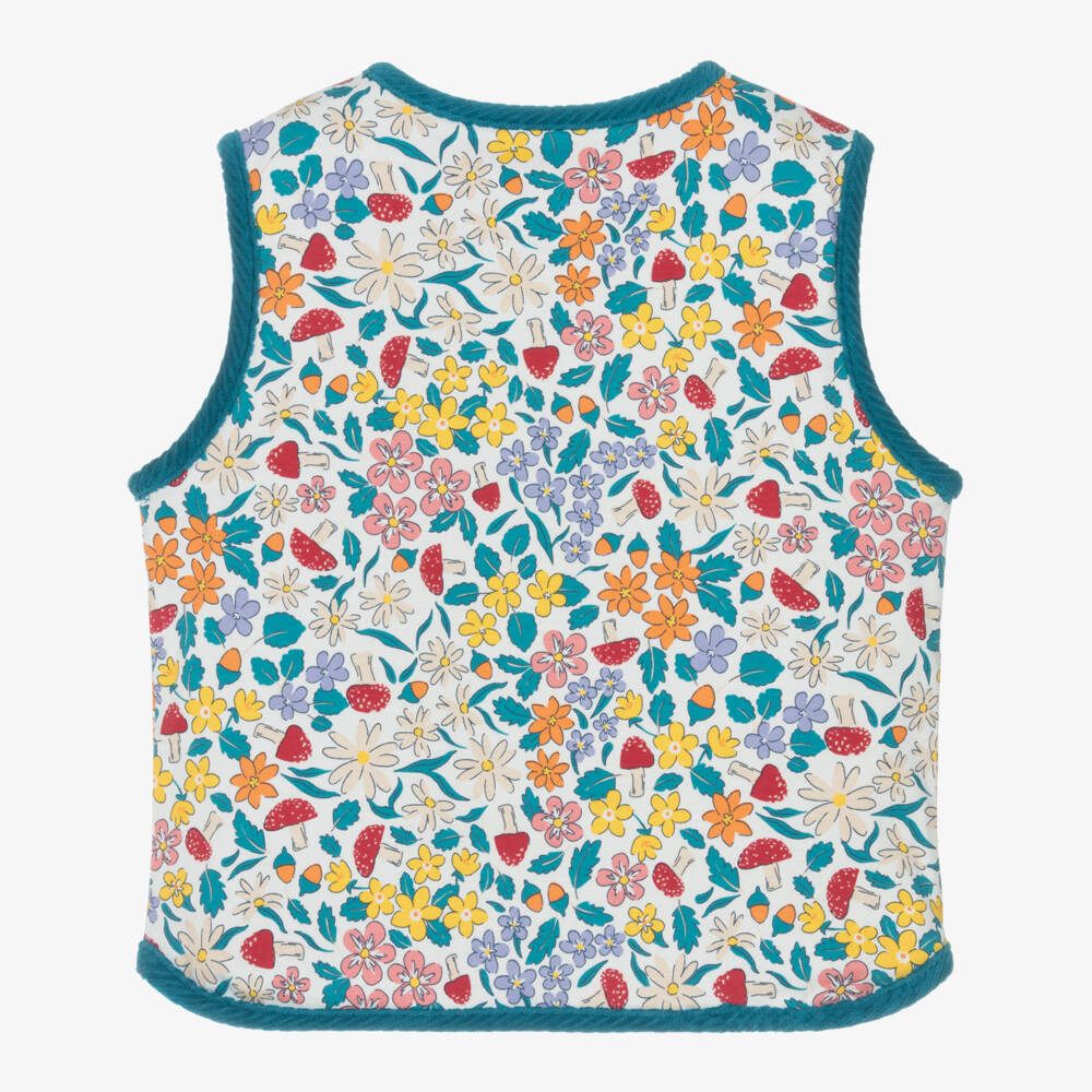 Frugi-Girls Blue Corduroy & Floral Patterned Reversible Waistcoat | Childrensalon Outlet