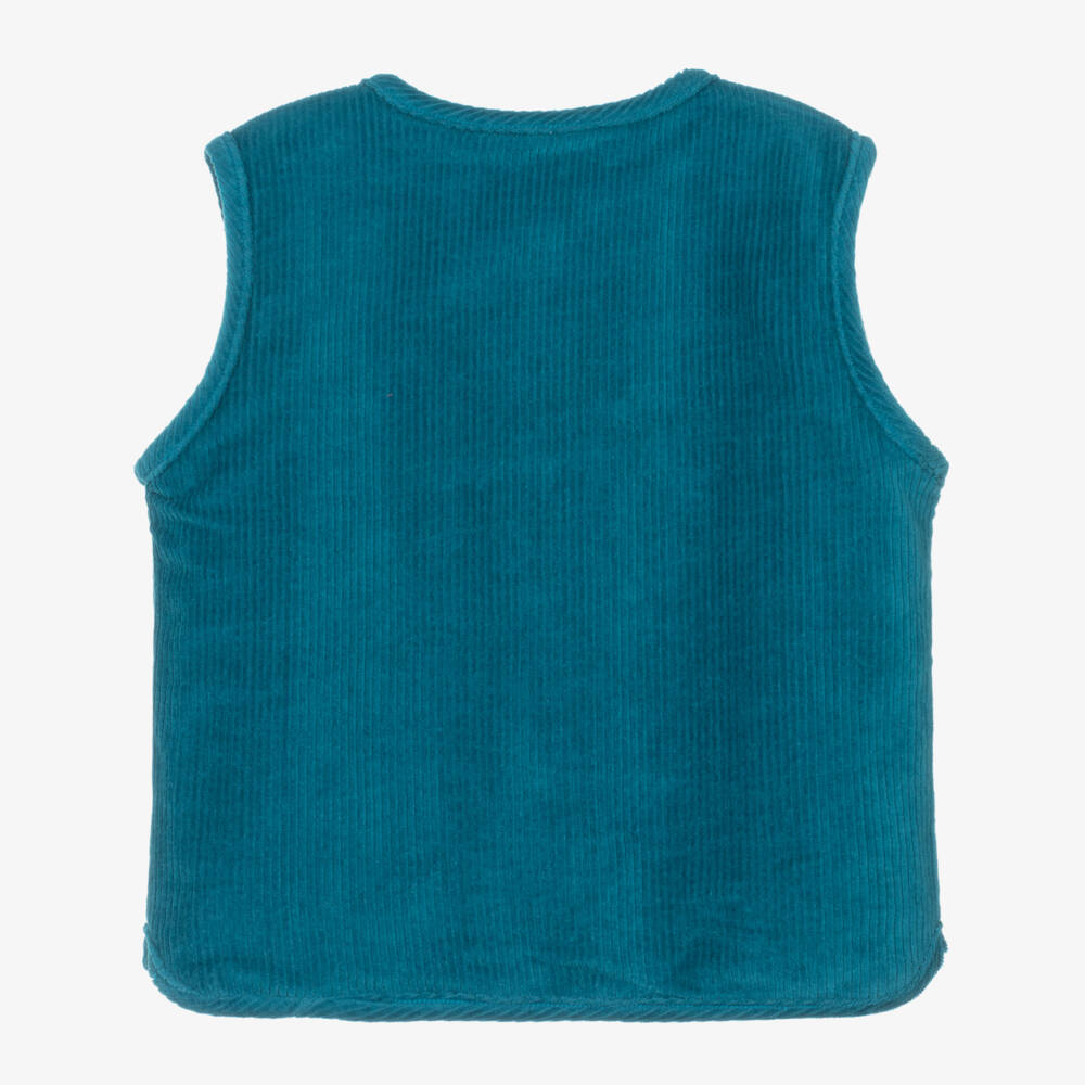Frugi-Girls Blue Corduroy & Floral Patterned Reversible Waistcoat | Childrensalon Outlet