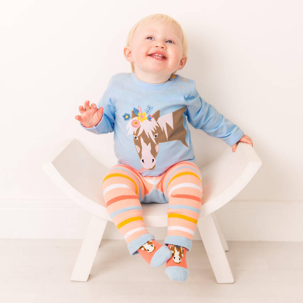 Blade & Rose-Girls Blue Cotton Horse Top | Childrensalon Outlet