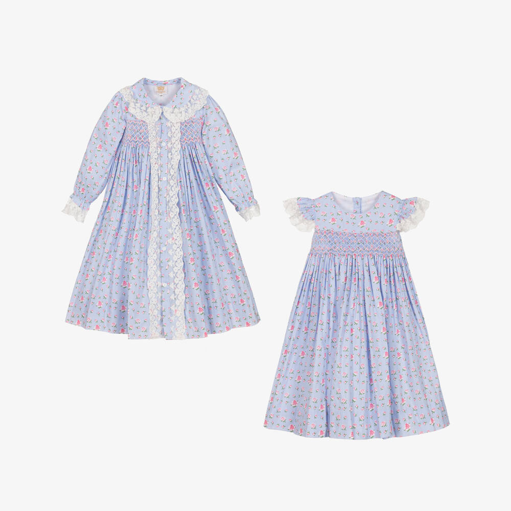 Caramelo Kids-Girls Blue Cotton Nightdress Set | Childrensalon Outlet