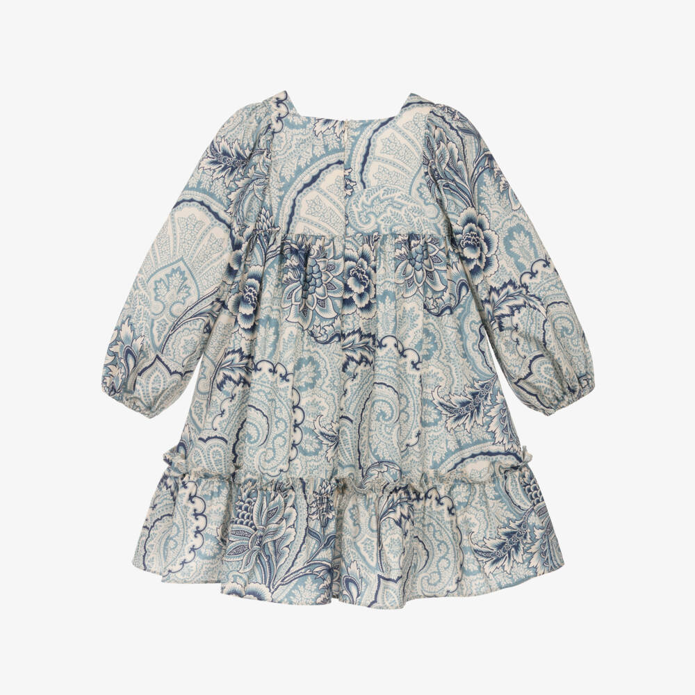 Etro-Girls Blue Cotton Paisley Print Dress | Childrensalon Outlet