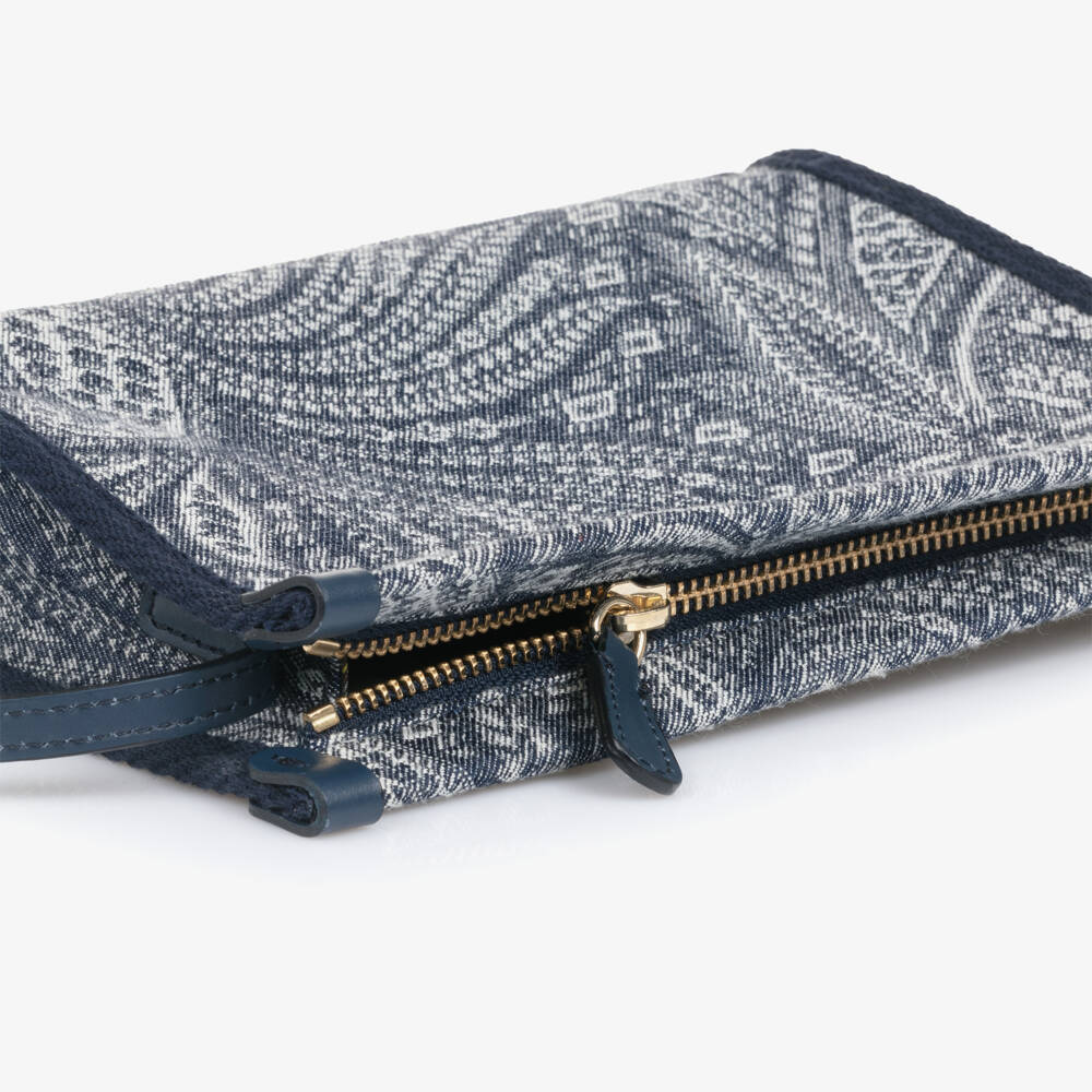 Etro-Girls Blue Cotton Paisley Shoulder Bag with Pegaso Logo (21cm) | Childrensalon Outlet