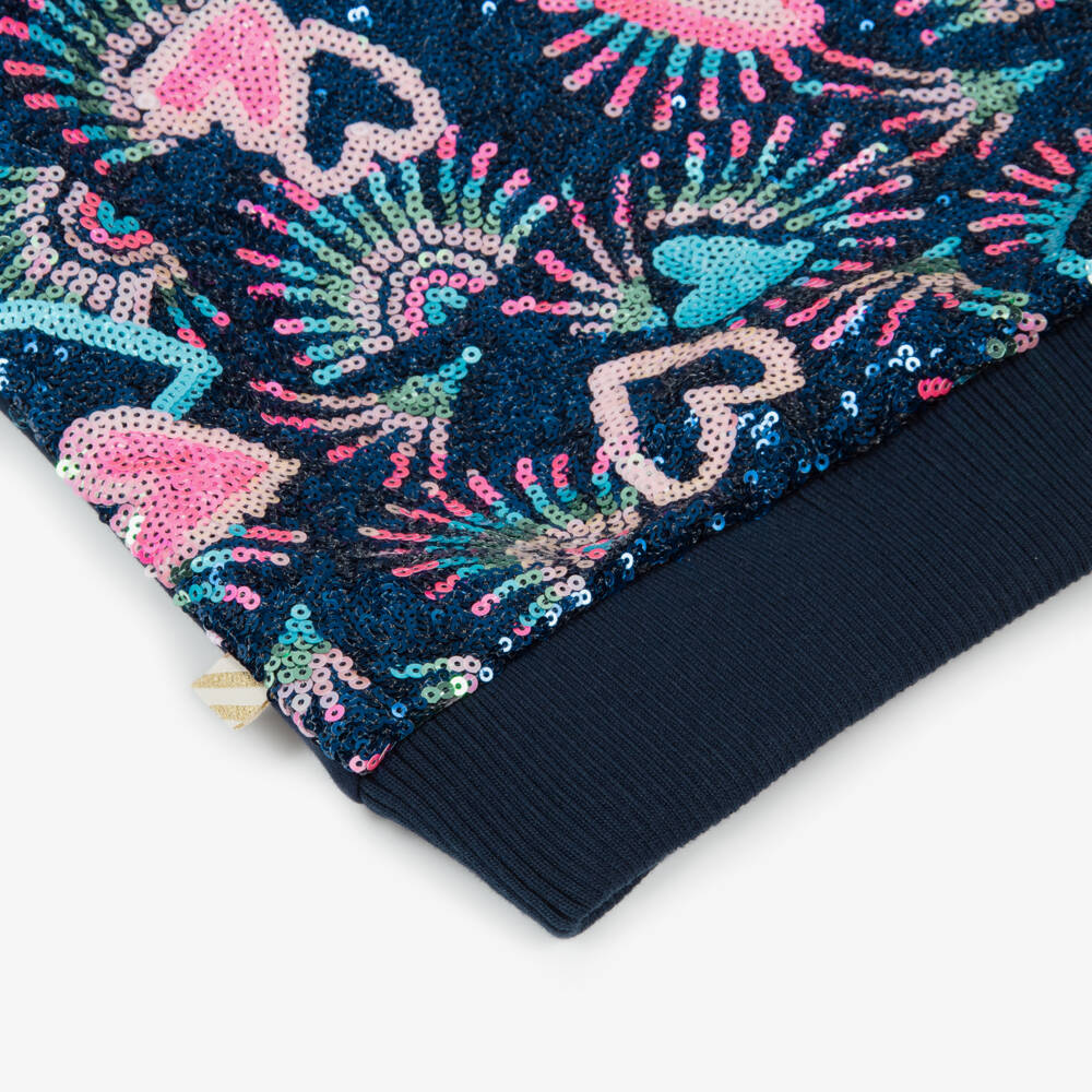 Billieblush-Girls Blue Cotton Sequinned Zip-Up Top | Childrensalon Outlet