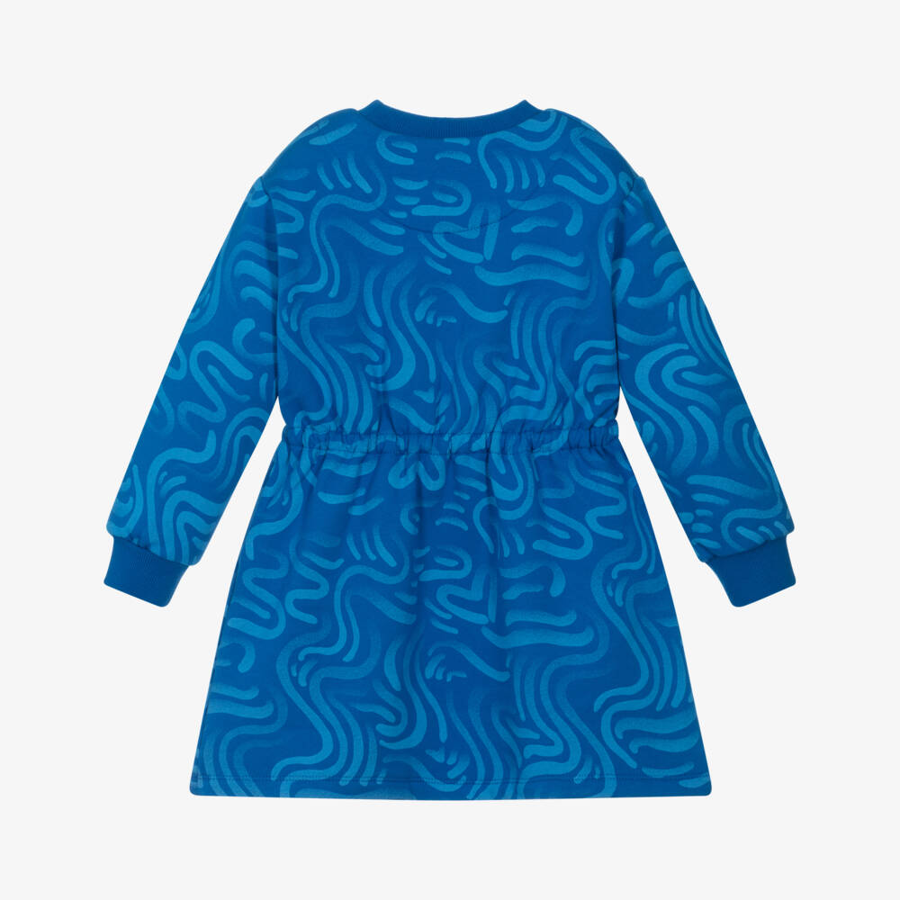 Agatha Ruiz de la Prada-Girls Blue Cotton Sweatshirt Dress with Pink Sequin Logo Heart | Childrensalon Outlet