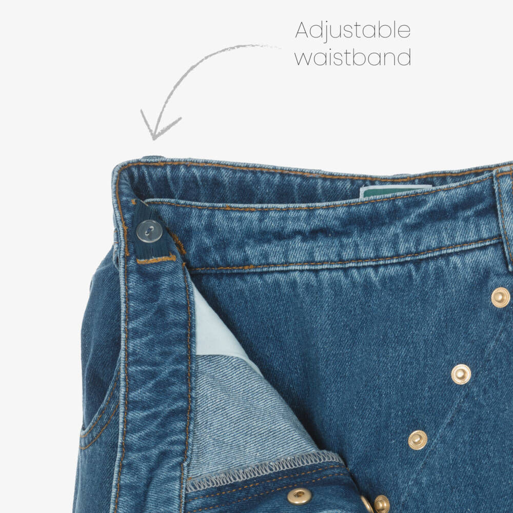 KENZO KIDS-Girls Blue Denim Asymmetric Jeans | Childrensalon Outlet