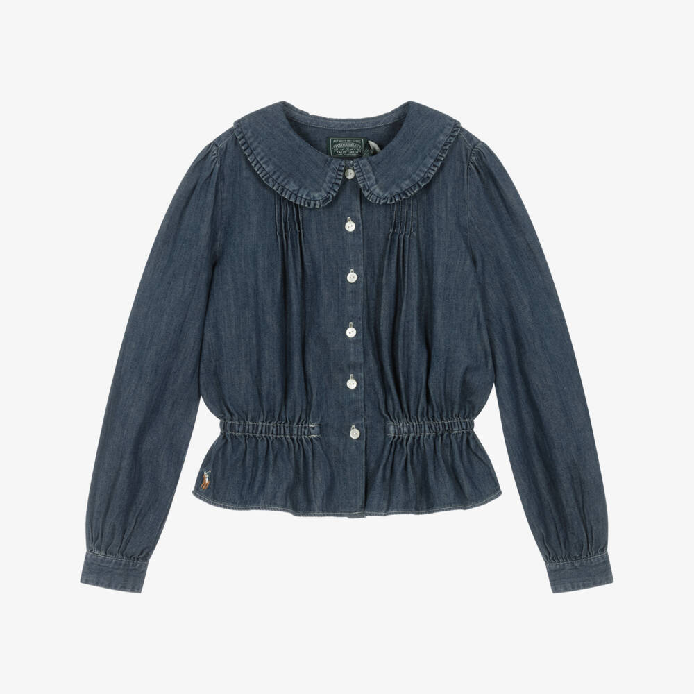 Ralph Lauren-Girls Blue Denim Blouse | Childrensalon Outlet