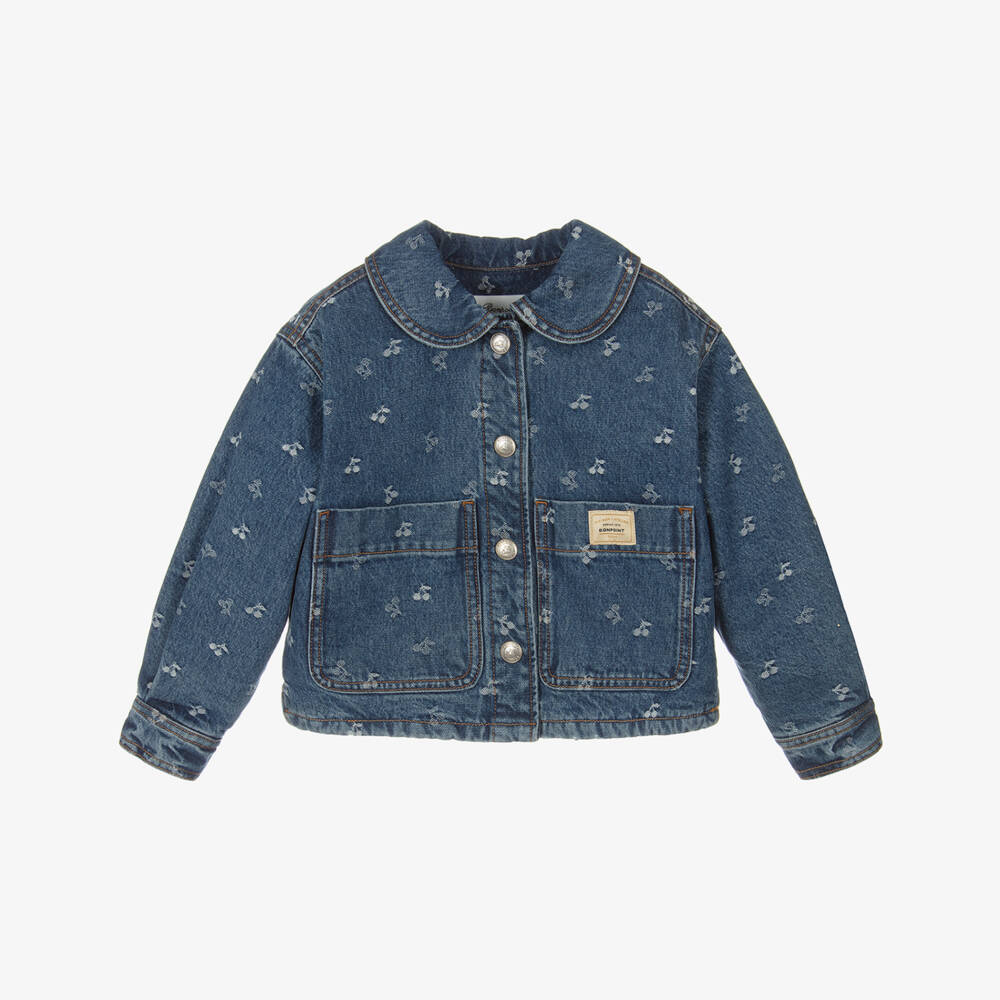 Bonpoint-جاكيت جينز للبنات بتطريز الكرز | Childrensalon Outlet