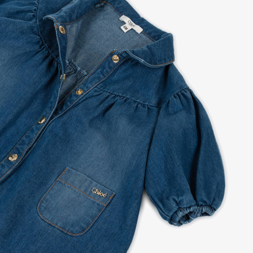 Chloé-Girls Blue Denim Collared Dress | Childrensalon Outlet