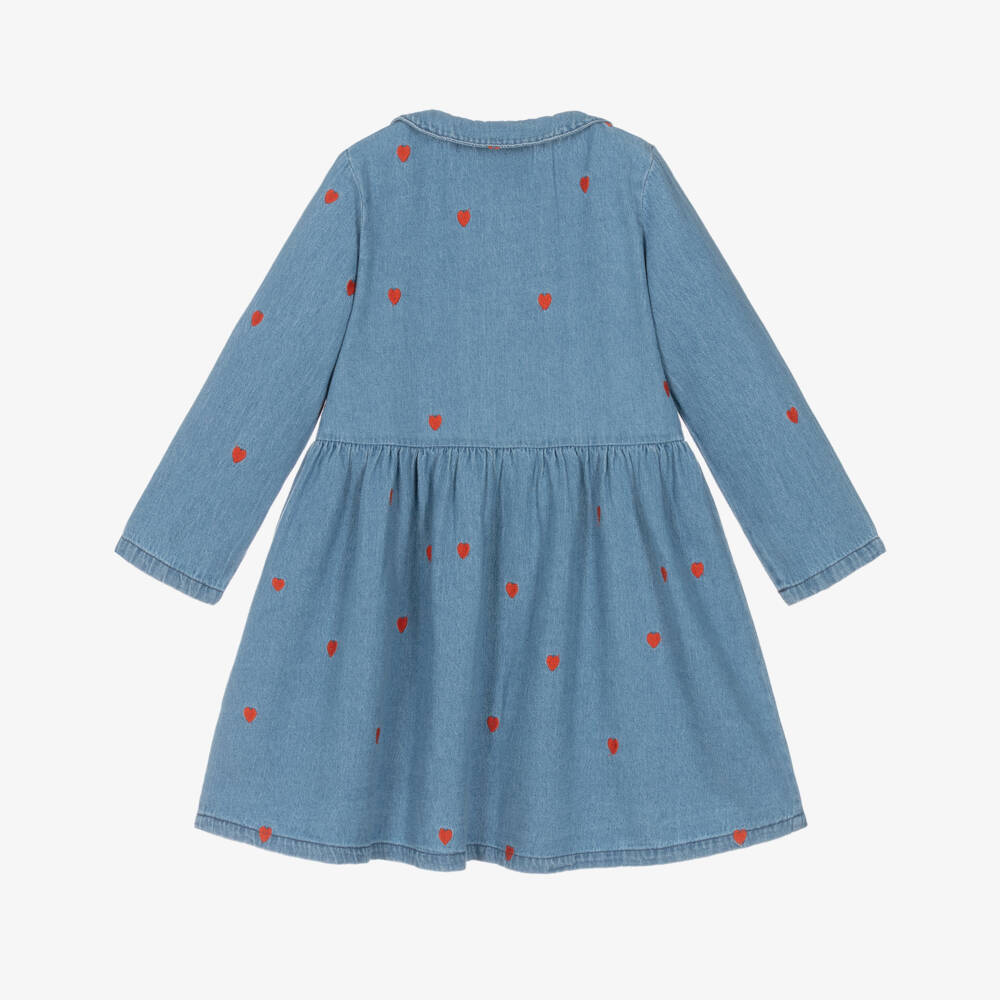 Mini Rodini-فستان جينز للبنات مزين بقلوب حمراء | Childrensalon Outlet
