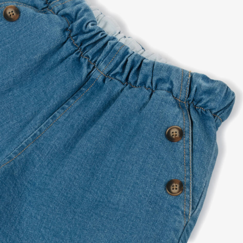 Laranjinha-Girls Blue Denim Ruffle Hem Jeans | Childrensalon Outlet