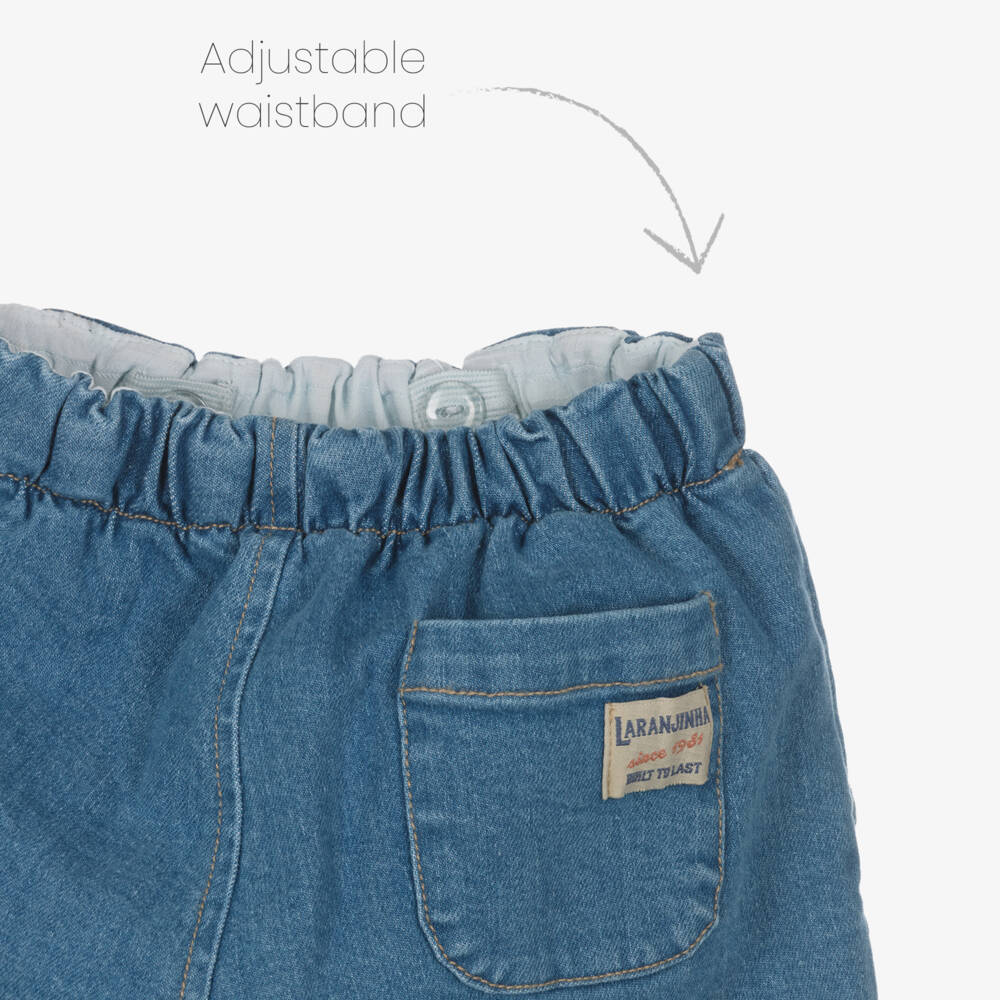 Laranjinha-Girls Blue Denim Ruffle Hem Jeans | Childrensalon Outlet
