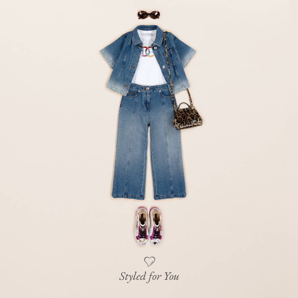 Dolce & Gabbana-Girls Blue Denim Shirt with Faded Detailing | Childrensalon Outlet