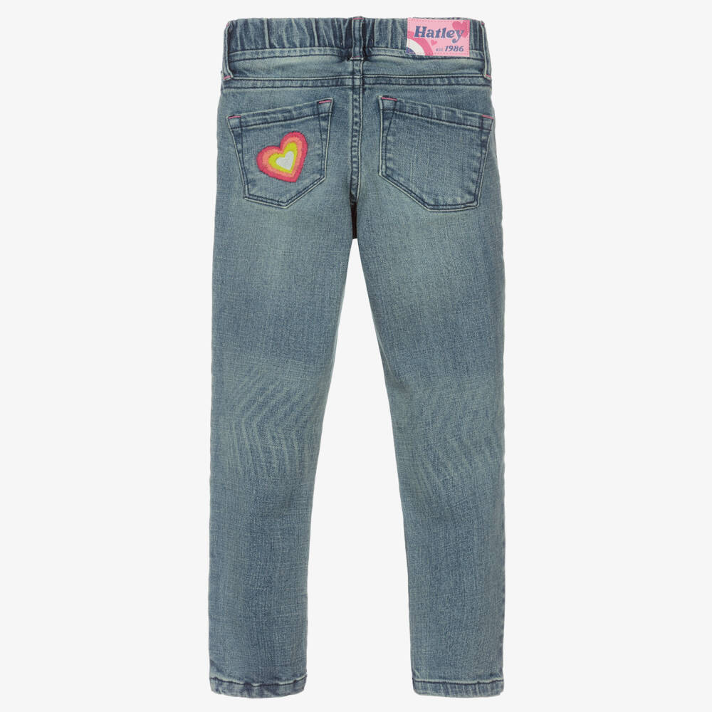 Hatley-Girls Blue Embroidered Jeggings | Childrensalon Outlet