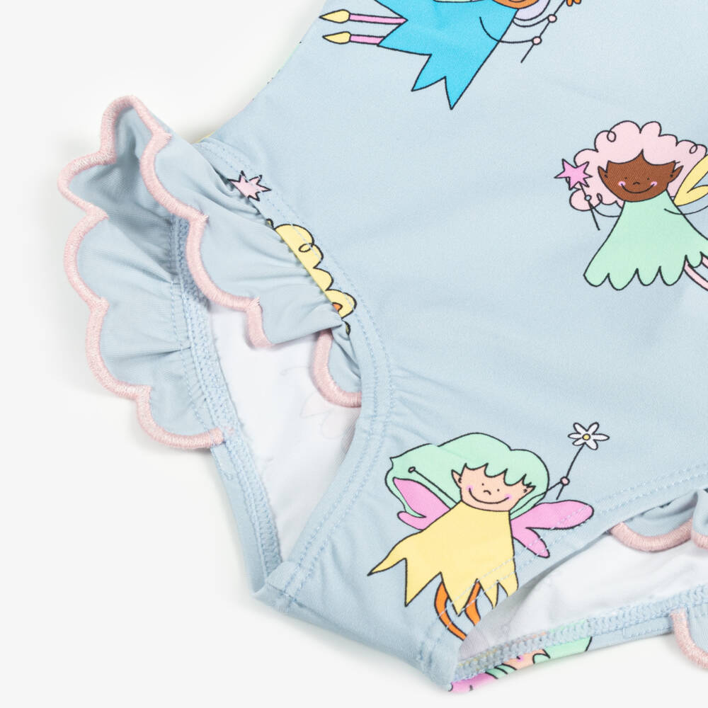 Stella McCartney Kids-Girls Blue Fairies Swimsuit (UPF50+) | Childrensalon Outlet