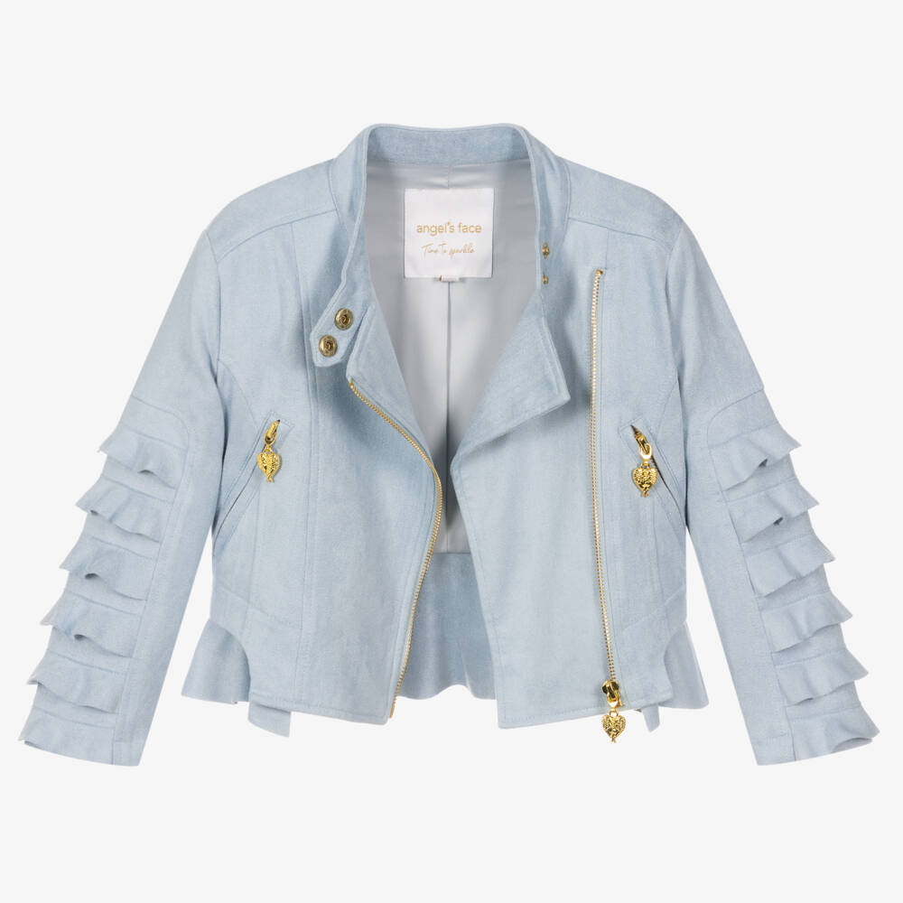 Angel's Face-Girls Blue Faux Suede Biker Jacket | Childrensalon Outlet