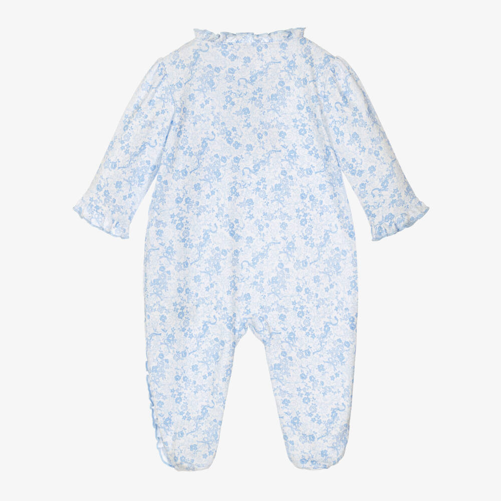 Kissy Kissy-Girls Blue Floral Cotton Babygrow | Childrensalon Outlet