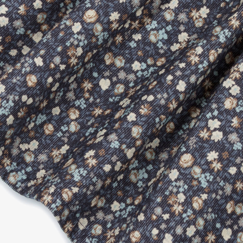 Dr. Kid-Girls Blue Floral Needlecord Dress with Ruffle Collar | Childrensalon Outlet