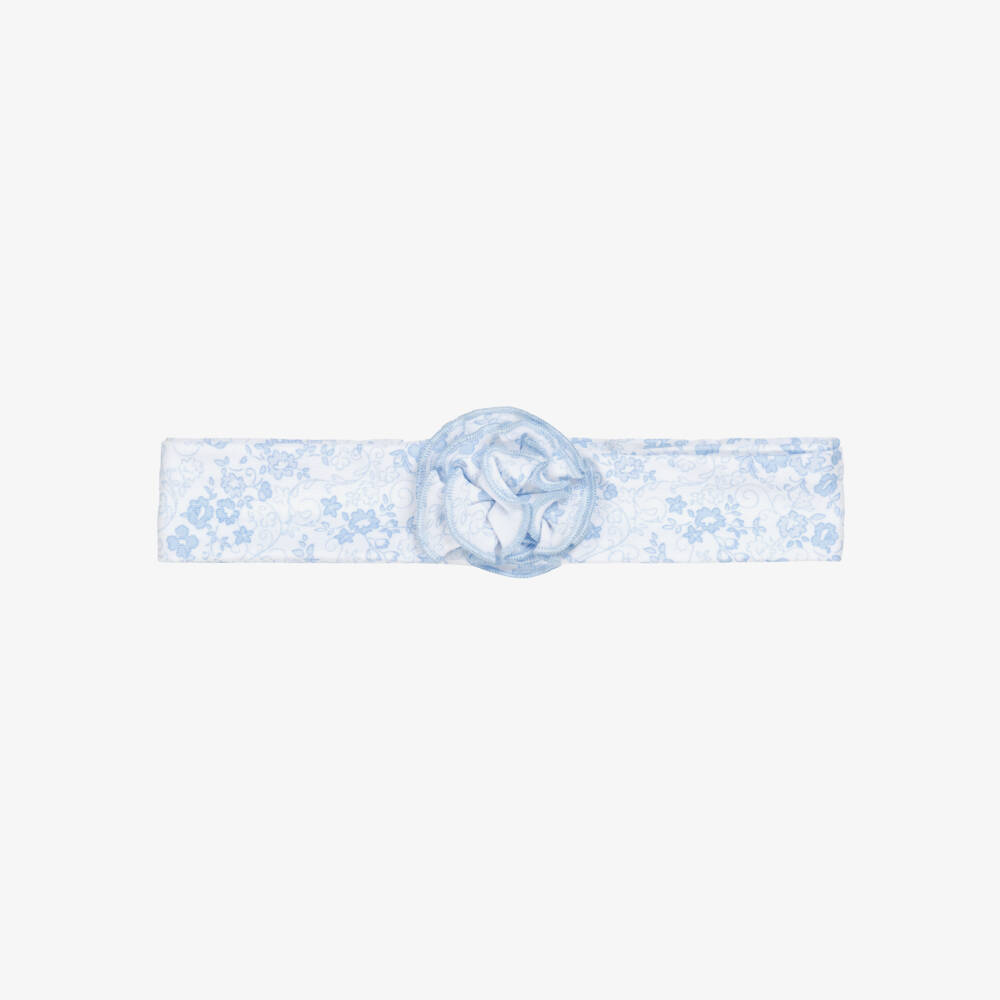 Kissy Kissy-Girls Blue Floral Pima Headband | Childrensalon Outlet