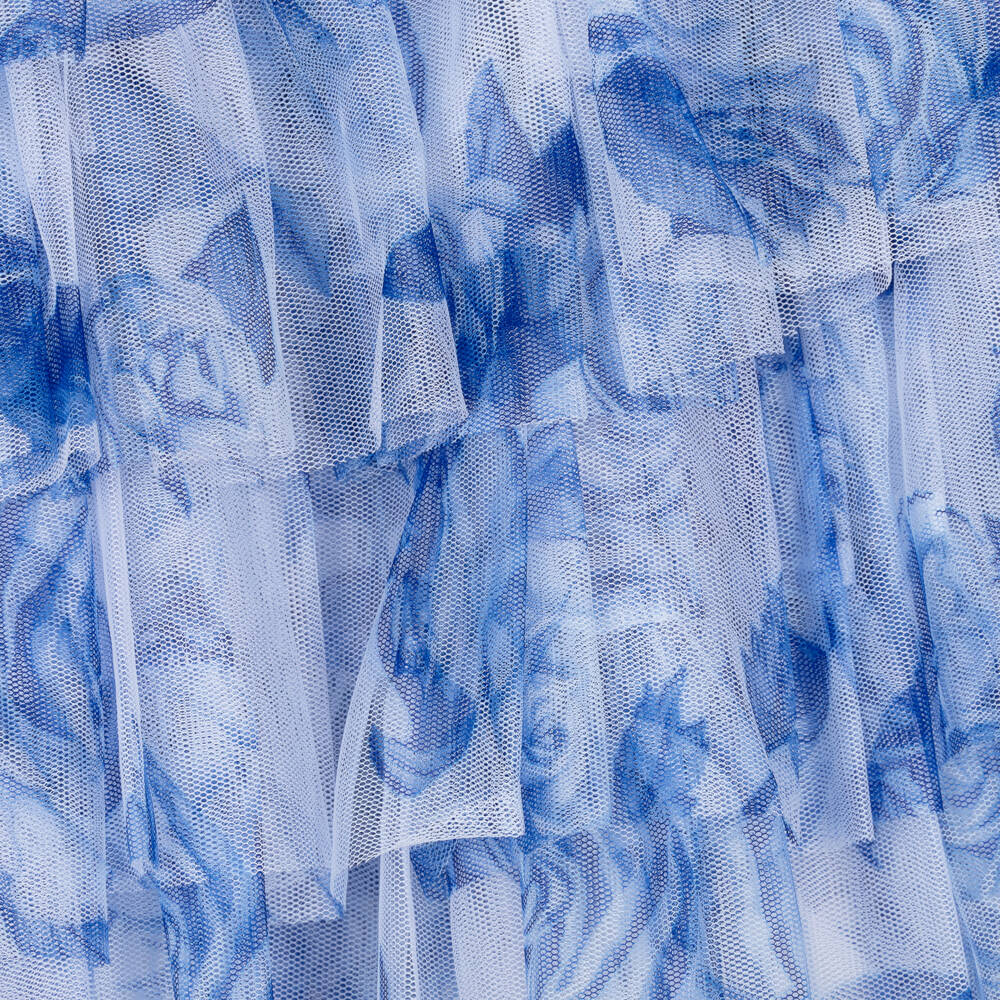 Angel's Face-Girls Blue Floral Tulle Skirt | Childrensalon Outlet