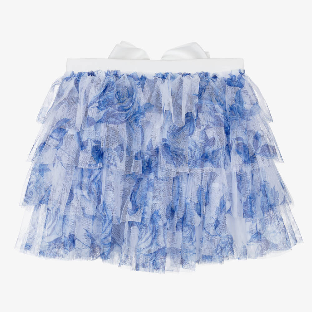 Angel's Face-Girls Blue Floral Tulle Skirt | Childrensalon Outlet