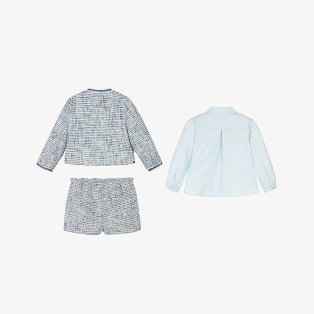 Miranda-طقم شورت أزرق أنيق للبنات من التويد | Childrensalon Outlet
