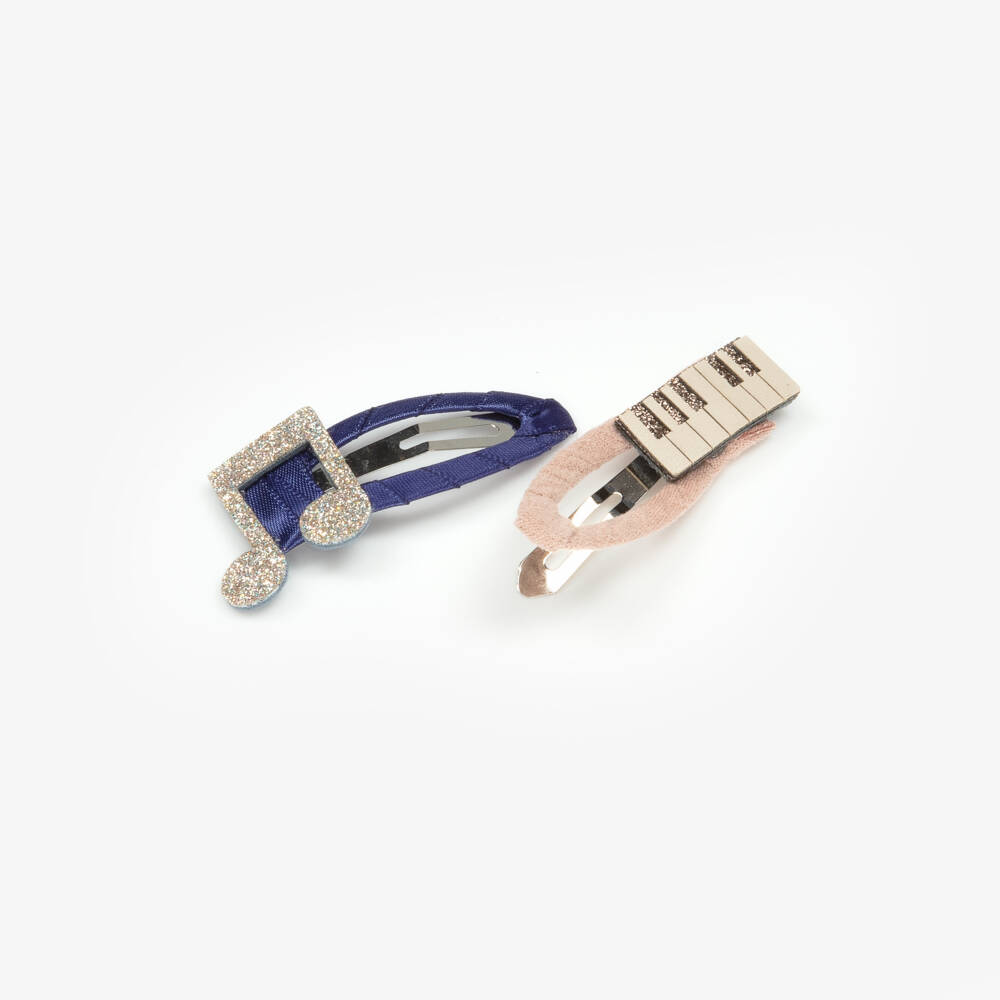 Mimi & Lula-Girls Blue & Gold Music Motif Hair Clips (4 Pack) | Childrensalon Outlet