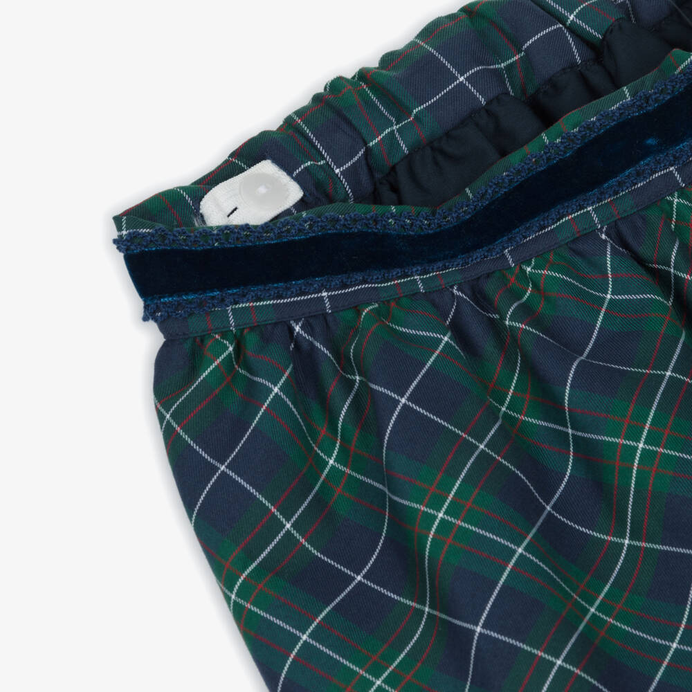 Dr. Kid-Girls Blue & Green Tartan Cotton Skirt with Ruffle Hem | Childrensalon Outlet
