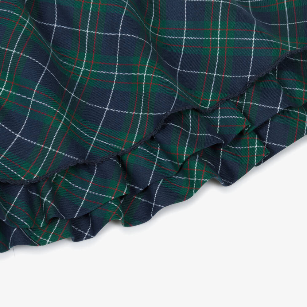 Dr. Kid-Girls Blue & Green Tartan Cotton Skirt with Ruffle Hem | Childrensalon Outlet