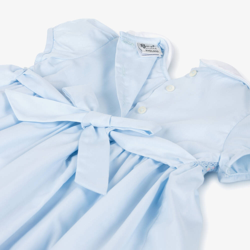 Sarah Louise-Girls Blue Hand-Smocked & Embroidered Dress | Childrensalon Outlet