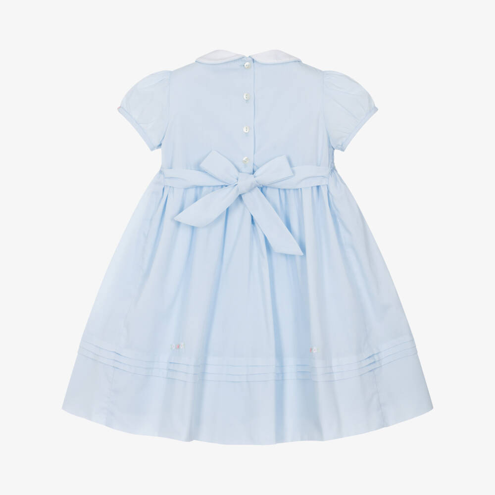 Sarah Louise-Girls Blue Hand-Smocked & Embroidered Dress | Childrensalon Outlet