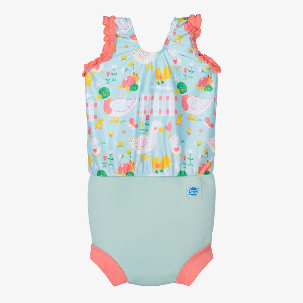 Splash About-Girls Blue Happy Nappy Swimsuit (UPF50+) | Childrensalon Outlet