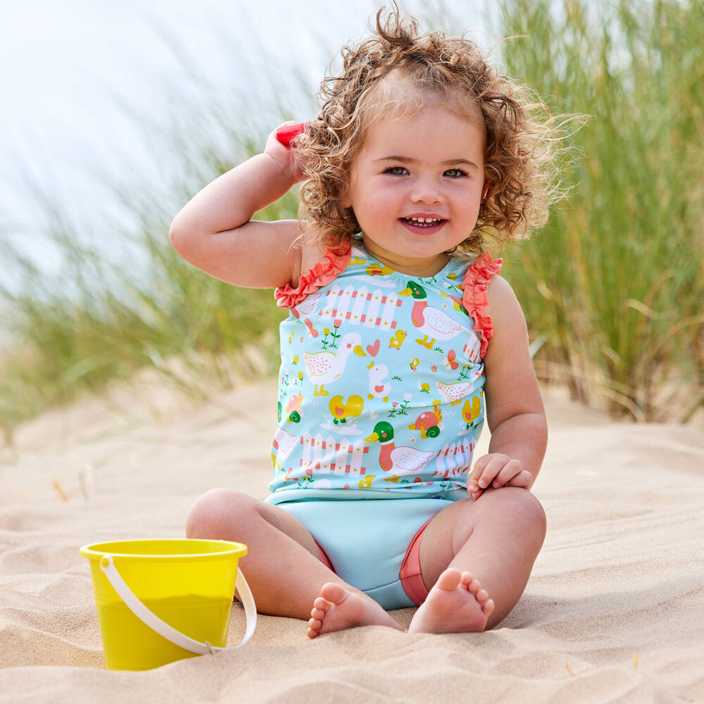 Splash About-Girls Blue Happy Nappy Swimsuit (UPF50+) | Childrensalon Outlet