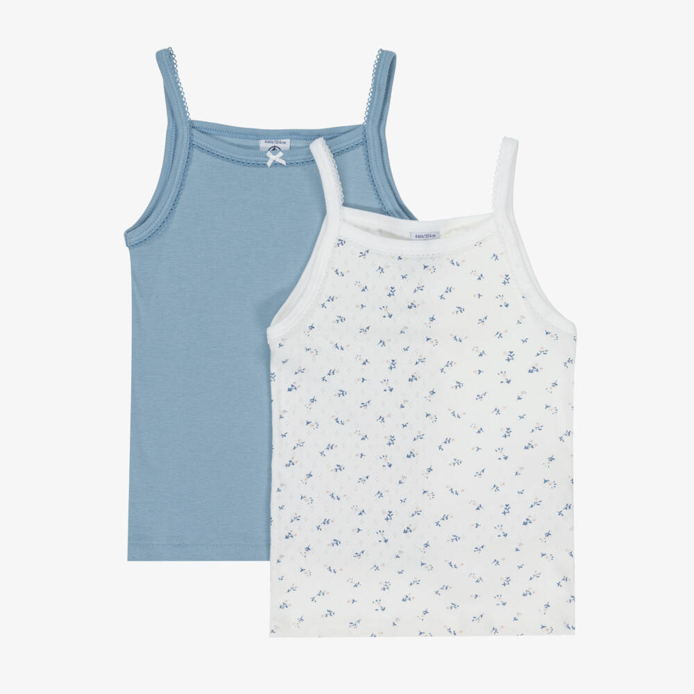 Petit Bateau-Комплект кремовых и синих жилетов с цветочным узором для девочек | Childrensalon Outlet