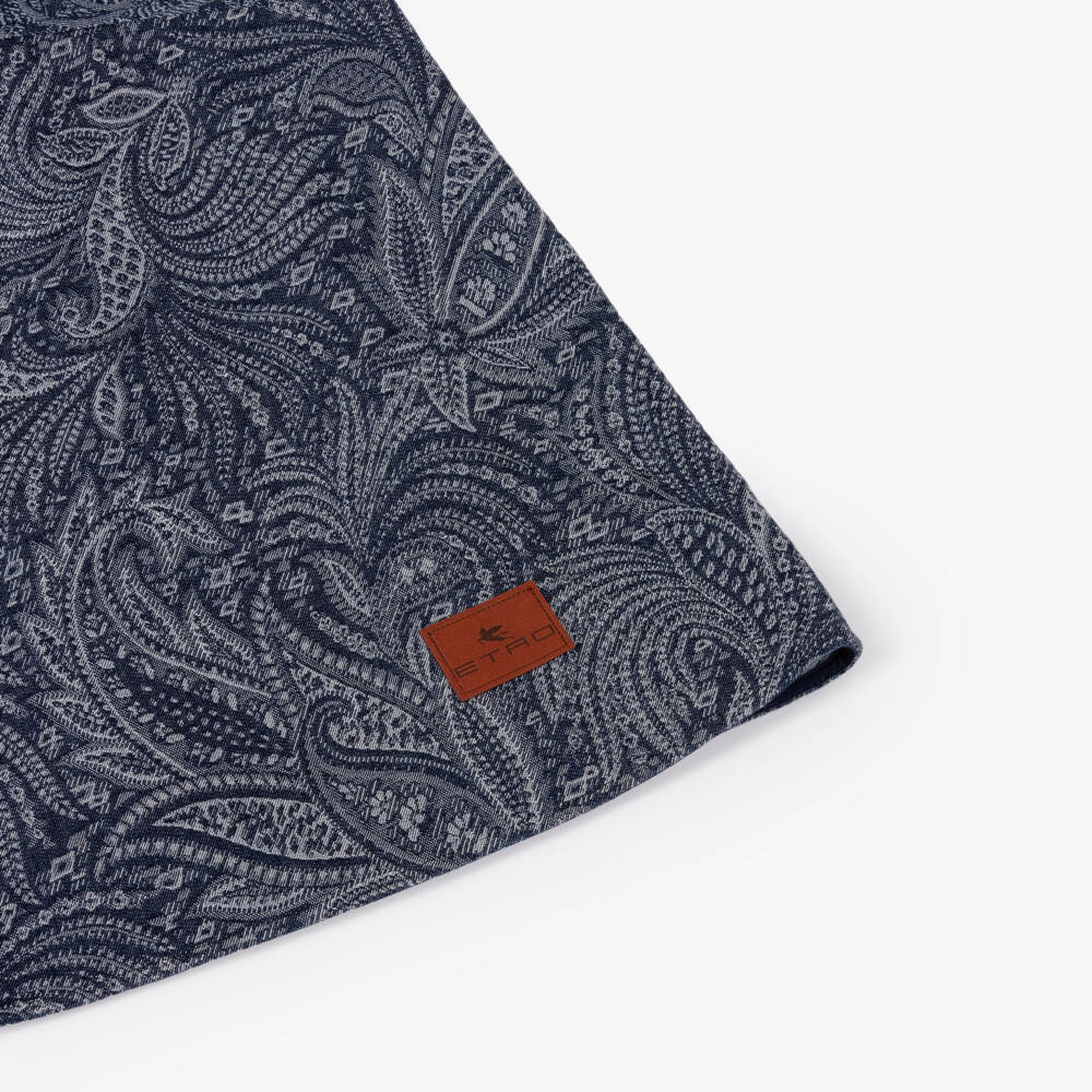 Etro-Girls Blue Jacquard Paisley Denim Dress | Childrensalon Outlet