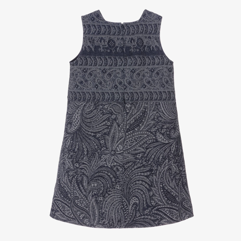 Etro-Girls Blue Jacquard Paisley Denim Dress | Childrensalon Outlet