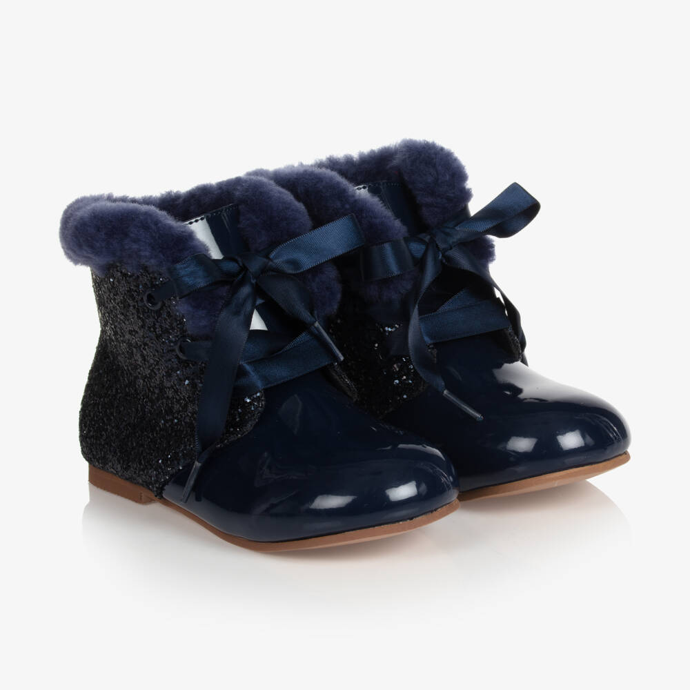 Beau KiD-Girls Blue Leather Boots | Childrensalon Outlet
