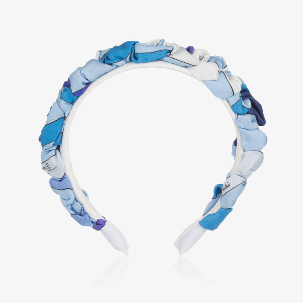 PUCCI-Girls Blue Marmo Print Silky Hairband | Childrensalon Outlet