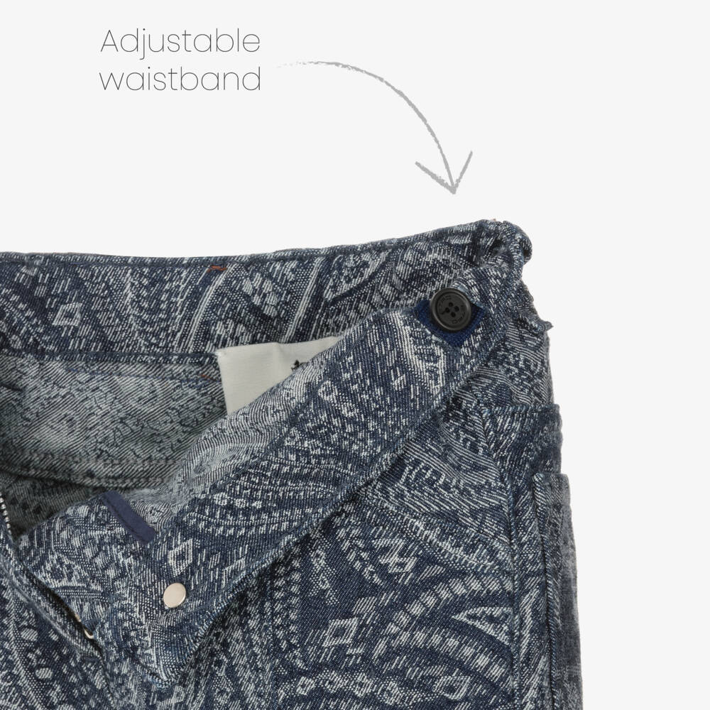 Etro-Girls Blue Paisley Jacquard Denim Jeans | Childrensalon Outlet