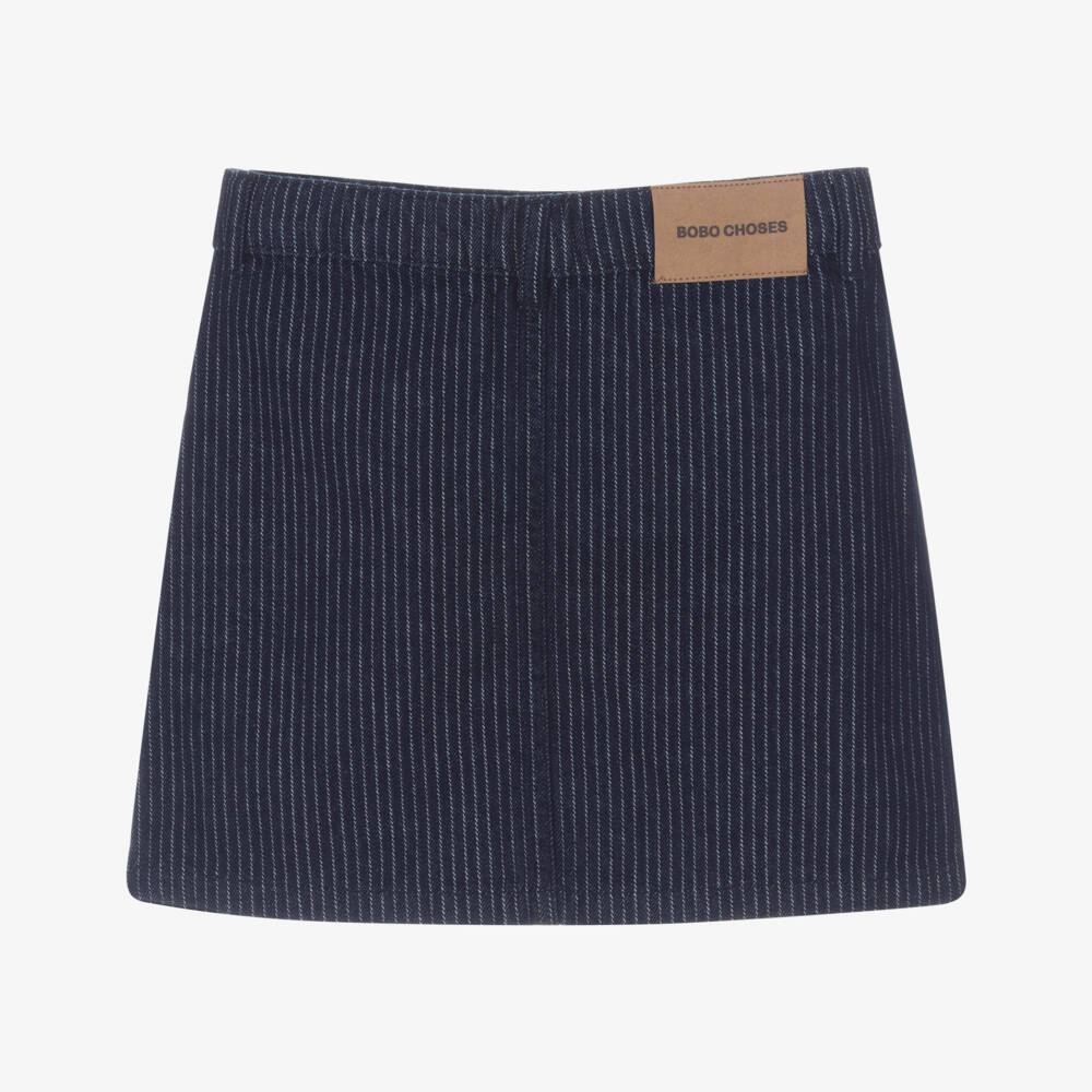 Bobo Choses-Girls Blue Pinstripe Denim Skirt | Childrensalon Outlet