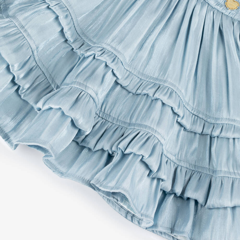 Le Chic-Girls Blue Ruffle Satin Skirt | Childrensalon Outlet