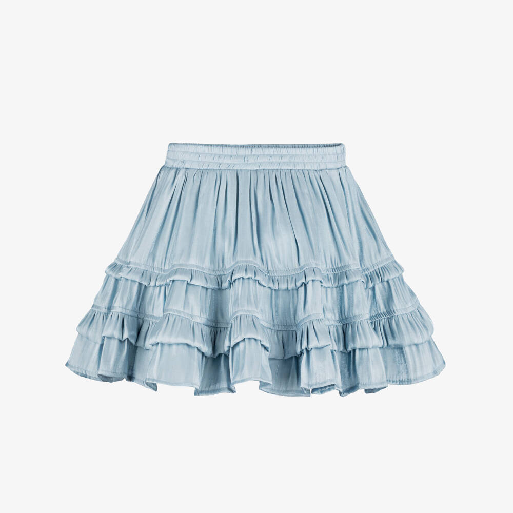 Le Chic-Girls Blue Ruffle Satin Skirt | Childrensalon Outlet