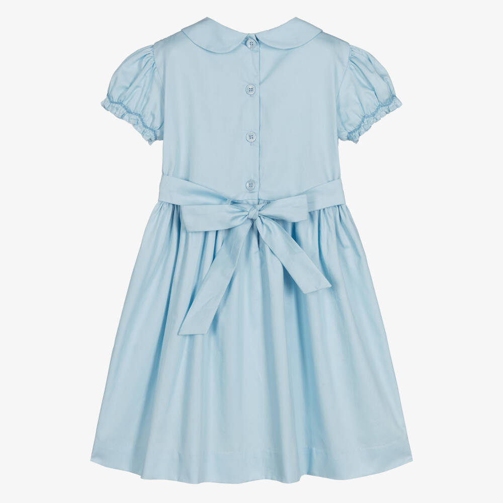 Rachel Riley-Girls Blue Smocked Cotton Dress | Childrensalon Outlet