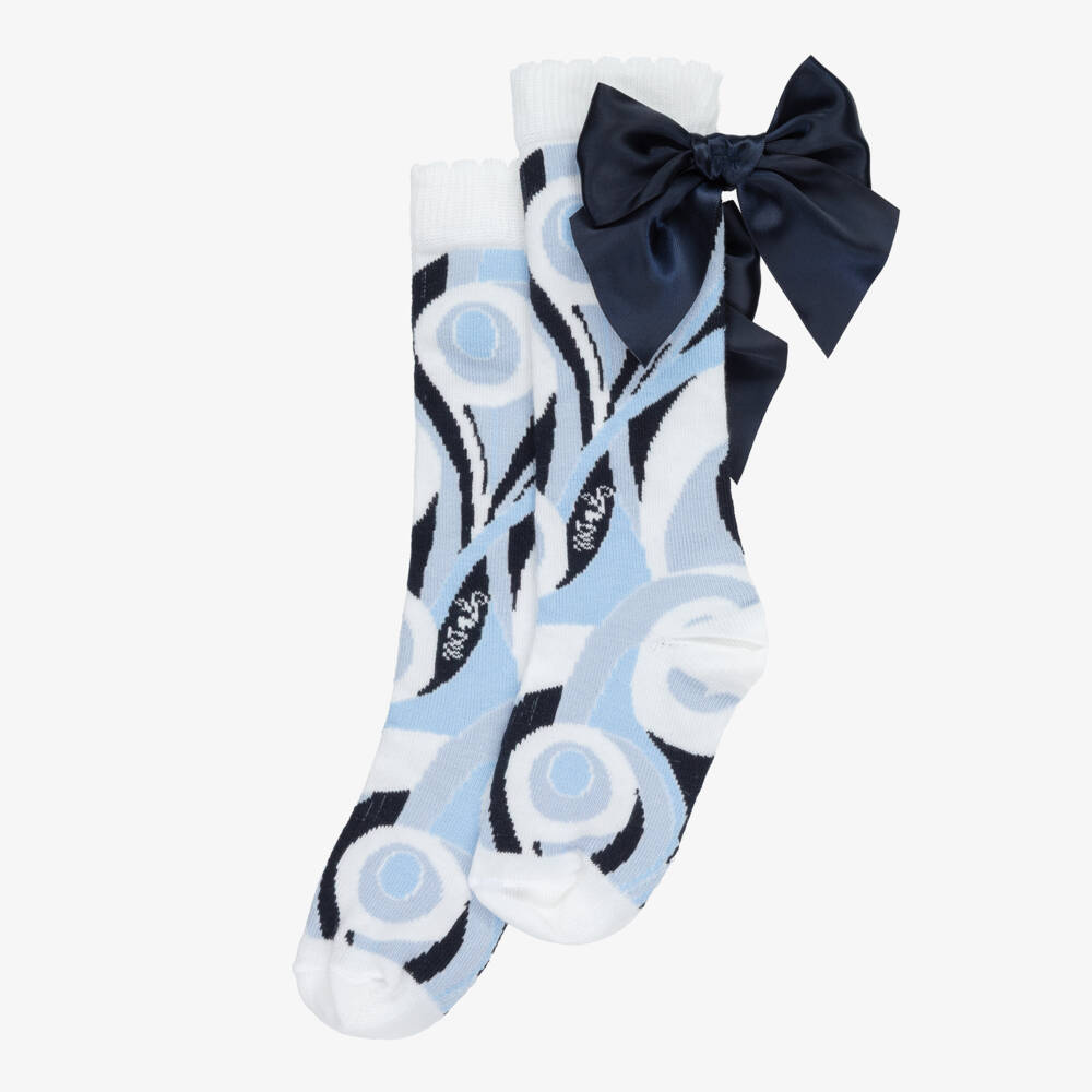 A Dee-Girls Blue Swirl Pattern Cotton Socks | Childrensalon Outlet