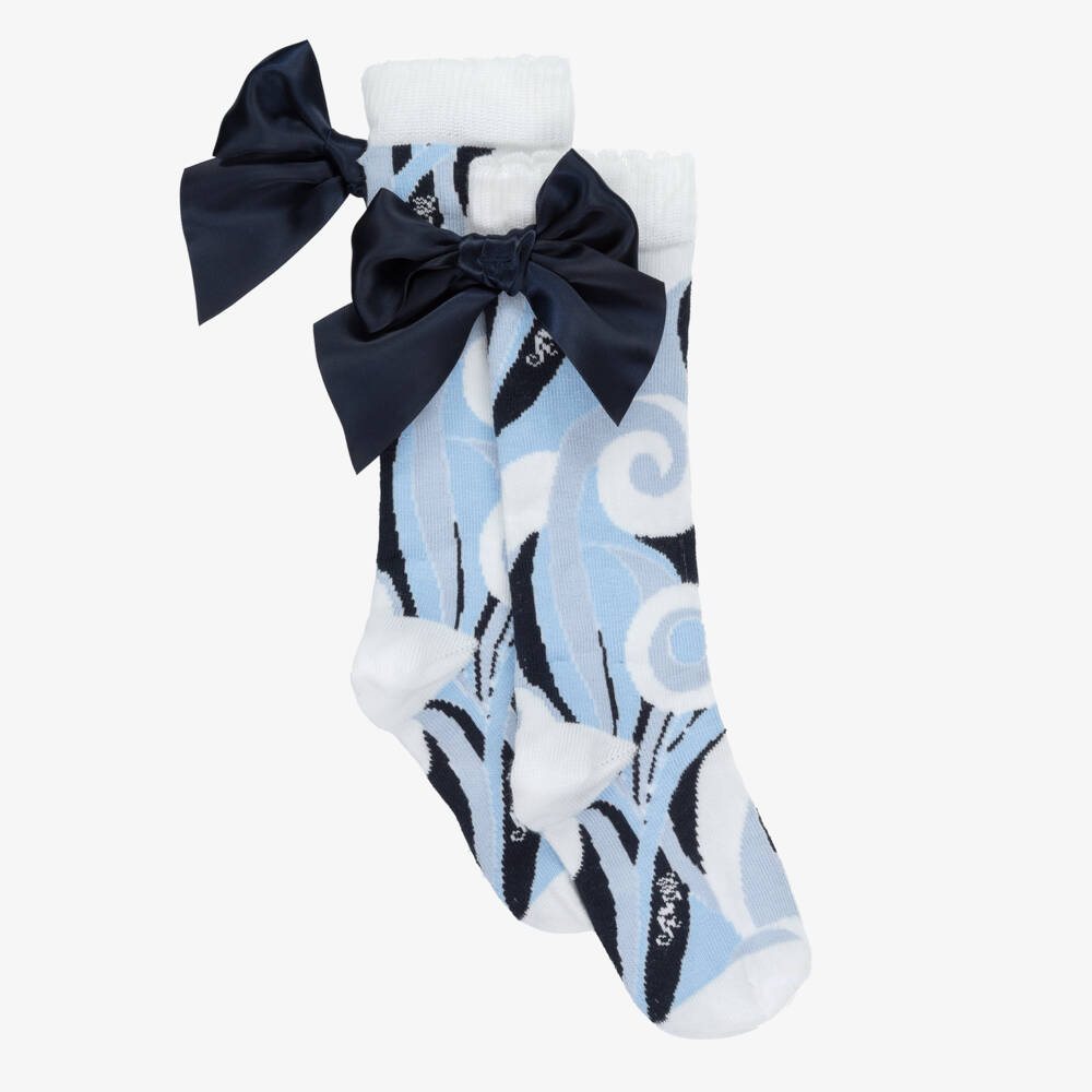 A Dee-Girls Blue Swirl Pattern Cotton Socks | Childrensalon Outlet